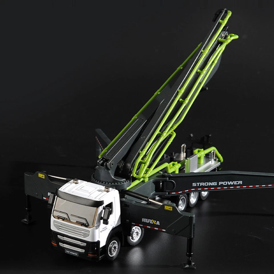 Concrete Pump Truck Model Toy Construction Vehicle Diecast Toy Car Grey - Image 4 of 4