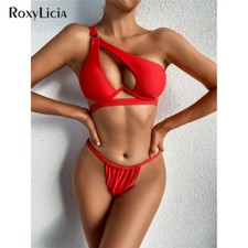 Asymmetric One Shoulder V-bar Underwired Bikini Female Swimsuit Women Swimwear