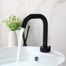 Black Bathroom Sink Faucet Single Hole Brass Deck Mounted Mixer Vanity Tap