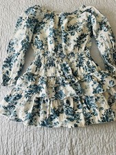 Gap x LoveShackFancy Girl’s Blue Floral Mini Dress Xxl Sz 14-16 Or Adult xS