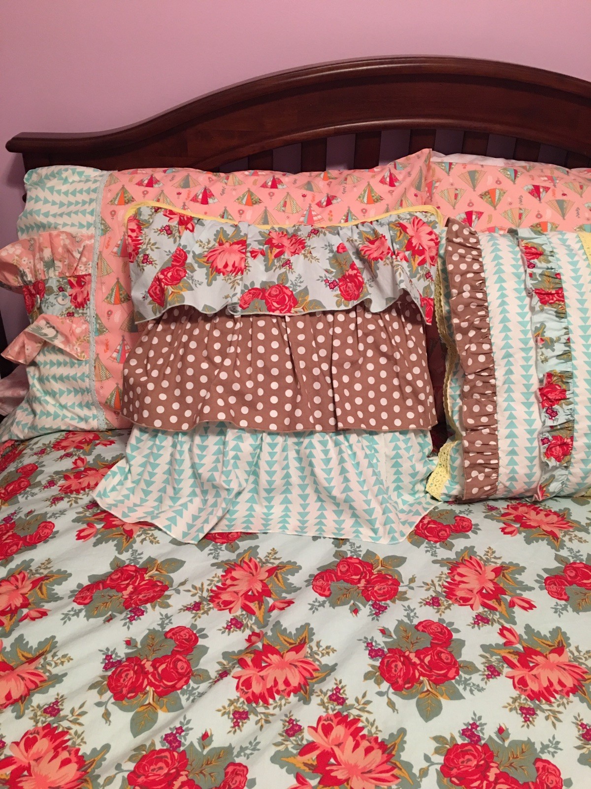 NWT Matilda Jane Sleep In Pillow Sham Cover Ruffles Crochet 18x18