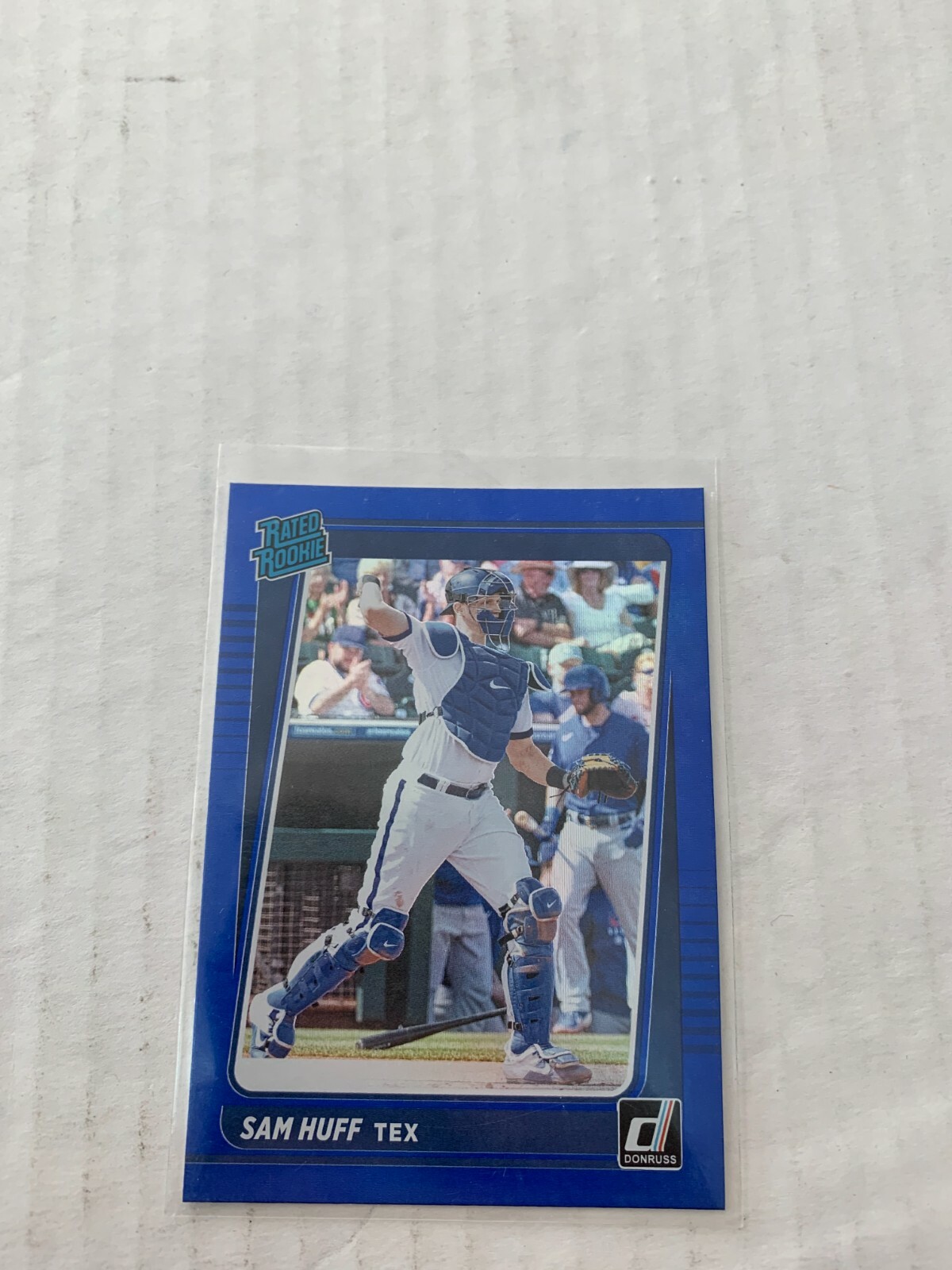 Sam Huff 2021 Donruss Rated Rookie Blue Holo Card #44