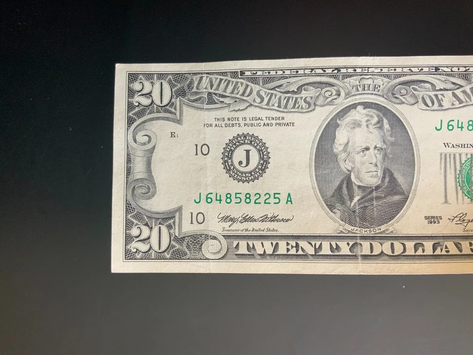1993 $20 DOLLAR BILL J64858225A - Image 3 of 4