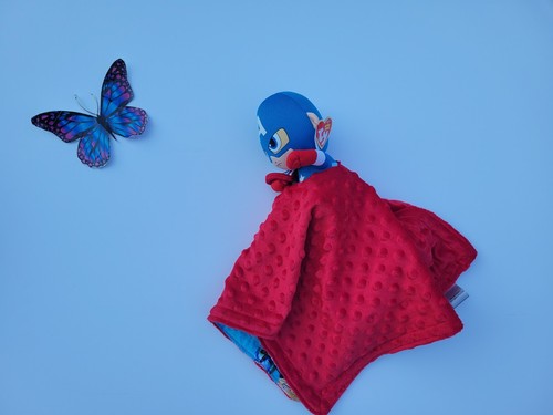 Lovey Captain America Plüsch Sicherheitsdecke, Baumwolle Superhelden Lovey 20 x20 - Bild 6 von 12