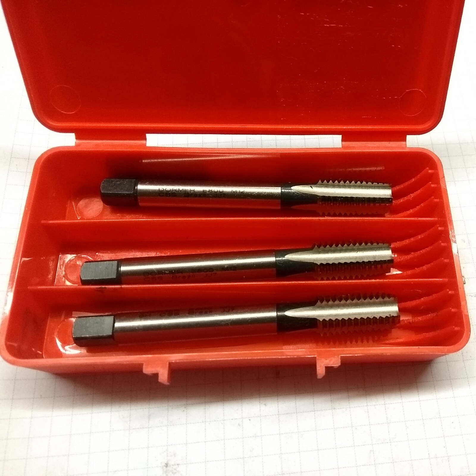 DORMER M12 X 1.75mm Metric coarse E800 Tap Set of three. 6H CSS N06