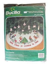 Bucilla Christmas Heirloom Jeweled Stitchery Tree Skirt  16 Ornaments Kit