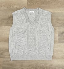 Valeria Label Womens Size M / L Oatmeal Knitted Vest Jumper (Wool/Acrylic Blend)