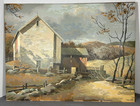 Vintage Paint By Number Barn Landscape 18x24" Farmhouse Autumn Scene Unframed