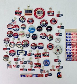 Vintage US Presidential Election Campaign Pins Buttons Nixon Kennedy LBJ Lot