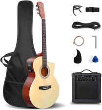 GLARRY 41in Full Size Acoustic Electric Guitar Beginner Kit with 15W Amp, 5-band