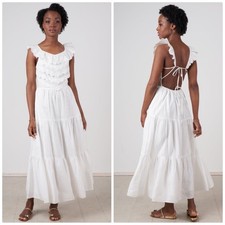 Sea New York Women's Shannon White Scallop Dress Open Back Size Large