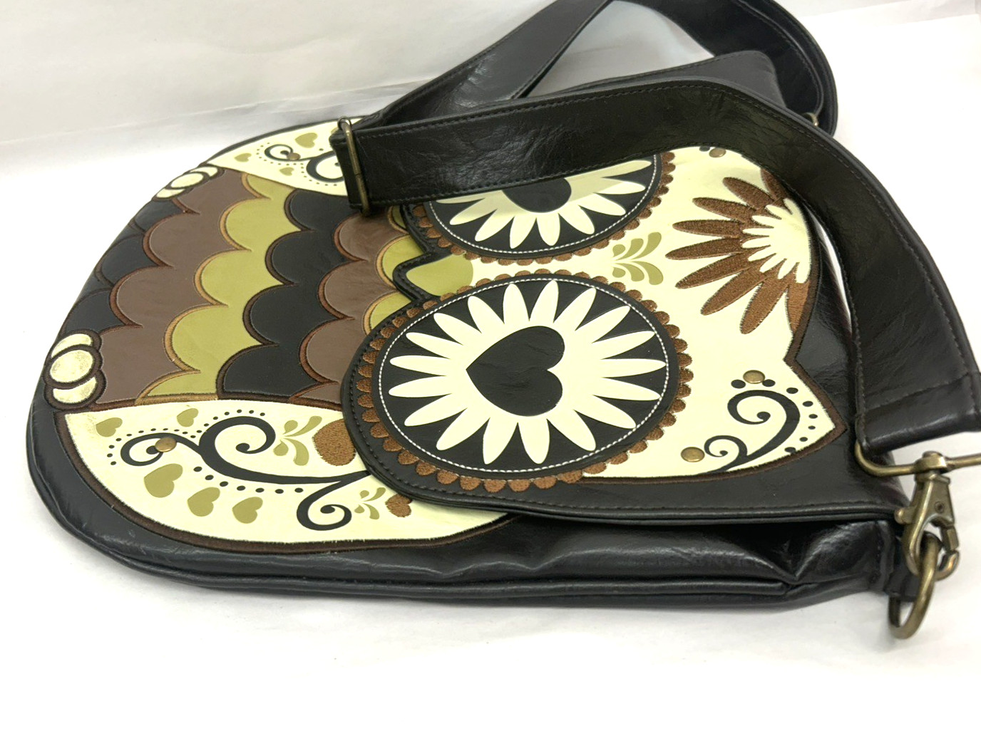 Loungefly Owl Patchwork Large Brown Crossbody Bag… - image 3