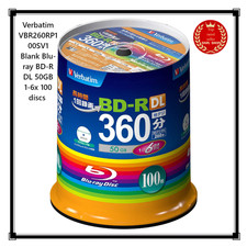 Verbatim VBR260RP100SV1 Blank Blu-ray BD-R DL 50GB 1-6x 100 discs New Japan