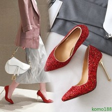 Women's Sequins Pointed Toe stilettos High Heel Shoes Dress Prom Club Pumps new
