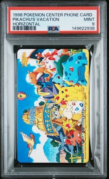 PSA 9 1998 POKEMON CENTRO TARJETA TELEFÓNICA VACACIONES DE PIKACHU HORIZONTAL
