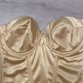 Vintage Ann Summers Gold Satin & Diamante Strapless Corset Top Size 36C