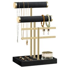 Jewelry Organizer Stand for Necklaces, Bracelets, Earrings, Rings, Black