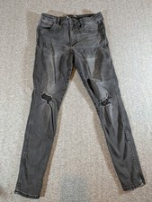 Kut from the Kloth Jeans Women's Mia Skinny Black Denim Wash Sz 12 Distressed