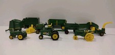 ERTL 1/64 John Deere diecast Tractor Lot Green With Impliments
