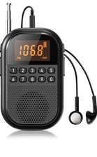 Pocket AM FM Radio:1100mAh Rechargeable, Bluetooth, Stereo Earphone, Sleep Timer