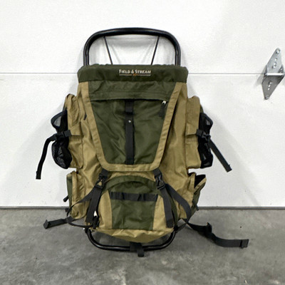Field & Stream External Frame Hiking Backpack Metal Frame Hip Belt Green Tan