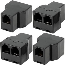 4 Pack Telephone Line Splitters RJ12 6P6C 1 Female to 2 Female Telephone Land...