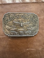 Barnstormers State Fair Show Bi Plane Fixed Wing Aircraft Lewis Belt Buckle VNTG