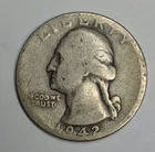 1942 D United States Washington Quarter .900 Silver 25 Cents Coin