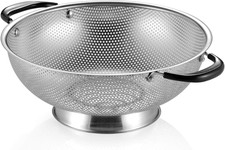 18/8 Stainless Steel Colander, Easy Grip Micro-Perforated 5-Quart Colander, Stra