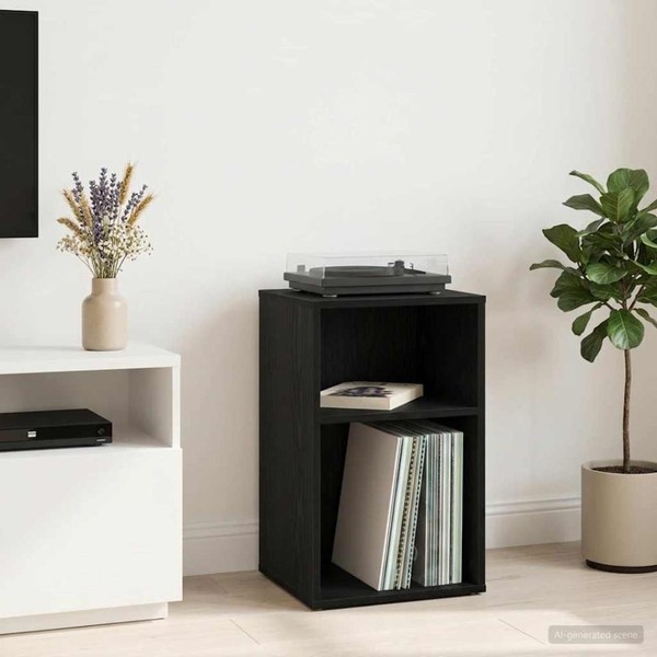 Schallplattenschrank Schwarz Eichen-Optik 38 X 33 X 61 Cm-image