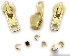 Zipper Repair Kit - 8 Heavy Duty Brass Jacket Zipper Sliders with Top Stops...