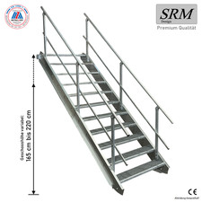 11 Stufen Stahltreppe STATIK Breite 60 - 120 cm, Geschossh&ouml;he 165 - 220 cm