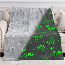 Glow In The Dark Blanket Soft Fluffy Cozy Fleece Kid Dinosaur Blanket Throw Gift