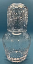Bedside Water Carafe & Glass Set VTG Glassware Pitcher Drinking Glass Tumble Up