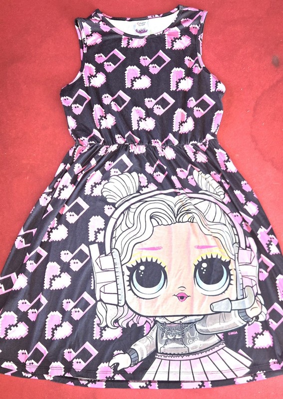 🌟 LOL Surprise! Fit & Flare Dress 11/12 Y Sleeveless Knee Round Graphic Stretch