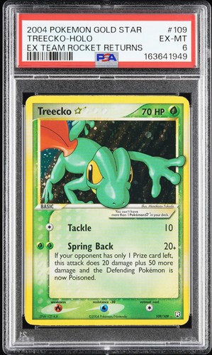 Pokemon Treecko Gold Star Holo EX Team Rocket Returns 109/109 PSA 6