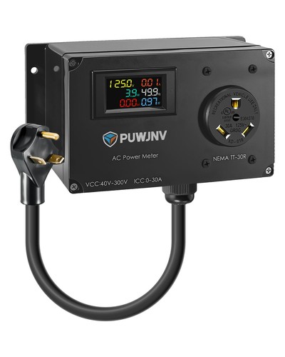 30A AC Power Meter, 125V TT-30P to TT-30R Generator Plug-in Energy ...