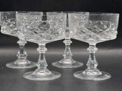Set of 4 Vintage Diamond Champagne Coupe Dessert Sherbet Cup Cristal D' Arques