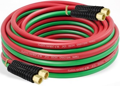 Oxygen Acetylene Hose 1/4 Inch 25 Ft 9/16-18 B Fittings Grade R Torch Tool