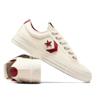 Converse Star Player 76 OX Beige/Red Low Top Lace Up Athletic Sneaker Womens 6