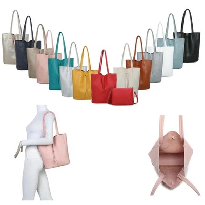 ITALYSHOP24.COM DAMEN TASCHE SET 2in1 SHOPPER HOBO BAG CROSSBODY Schultertasche XXL A4 REISE