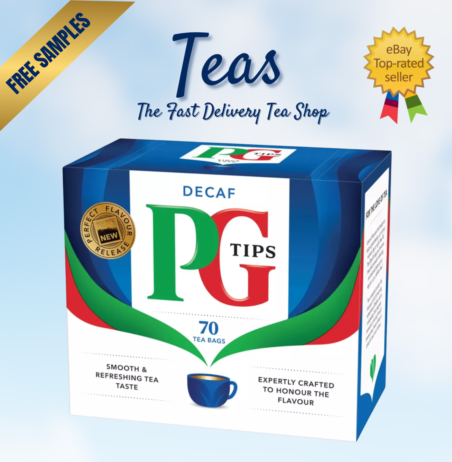 PG Tips DECAF/DECAFFEINATED ENGLISH BREAKFAST BLACK TEA | 70 Bags | FREE SAMPLES