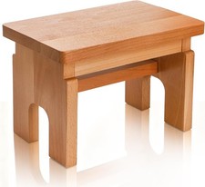 Wood Step Stool 7.5 Inch Solid Bedside Foot Stool W/ Non-Slip Mat Small Portable