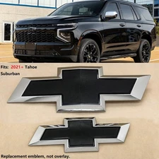2021+ OEM Grille & Tailgate Bowtie Emblem Badge for Tahoe Suburban Chrome Black