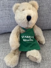 First Edition 1997 Starbucks Bearista Plush Bear Posable Green Apron 10"