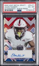 2022 LEAF METAL DRAFT PORTRAIT AUTOS #PAJT1 JALEN TOLBERT 7/10 PSA 6 AUTO