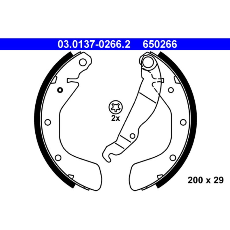 ATE 03.0137-0266.2 Brake Shoe Set Rear for Corsa Astra Nova Tigra Corsavan