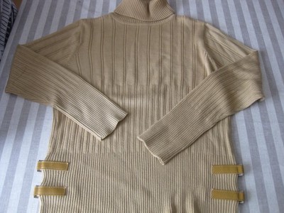 Pullover Damen Gr. 36/38 Rollkragen Women's Selection Beige Langarm Zierschnalle