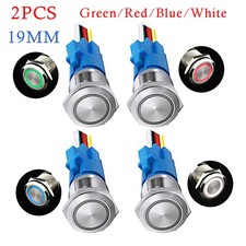 2Pcs 19mm 12V Momentary Push Button Switch Led Light Switch Stainless Steel HOT