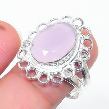 Pink Rose Quartz Gemstone Handmade 925 Sterling Silver All Size Ring For Gift